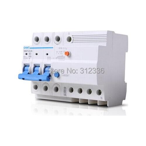 Free Shipping Two years Warranty LE C63 3P+N 63A 3 pole ELCB RCD residual current circuit-breaker earth leakage
