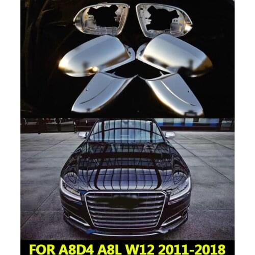 For Audi A8D4 A8 D4 AUDI A8L 2011 2012 2013 2014 2015 2016 2017 2018 A8L A8W12 Side Mirror Covers Cap Silver Matte Chrome