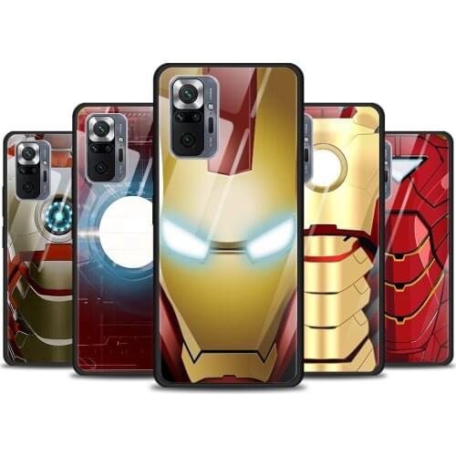 Iron Man Super Hero Tempered Glass Cover For Xiaomi Redmi Note 10 10S 9 9T 9S 8T 8 9A 9C 8A 7 Pro Max Phone Case