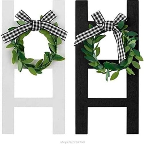 Wooden Tiered Tray Decorations Ladder Farmhouse Rustic Wood Frame Sign Plaid Bow Tie Wreath Decor Tiered TrayJy5 21 Dropship