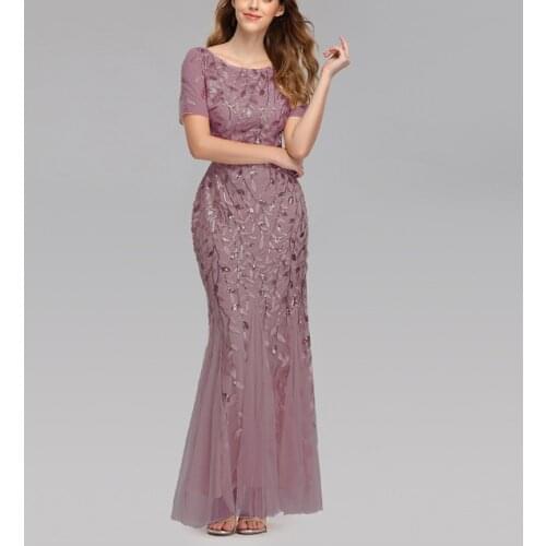 2021 Plus Size Elegant Saudi Arabia Ever Pretty Mermaid Sequined Lace Appliques Mermaid Long Dress Party Gown
