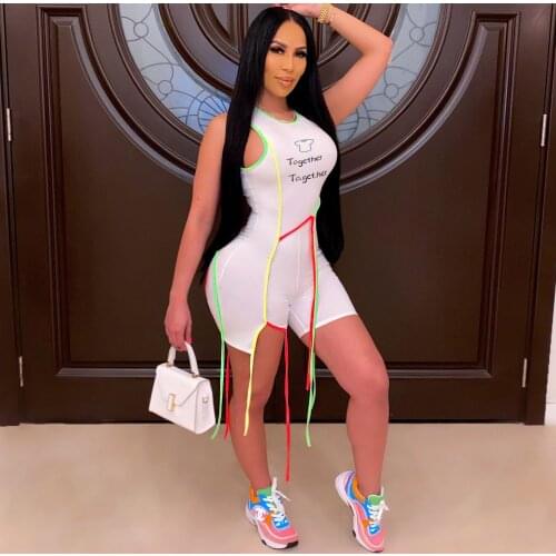 Felyn 2020 Best Quality Famous Brand Playsuits Solid Bandage Lace O-neck Sleeveless Casual Bodycon Rompers