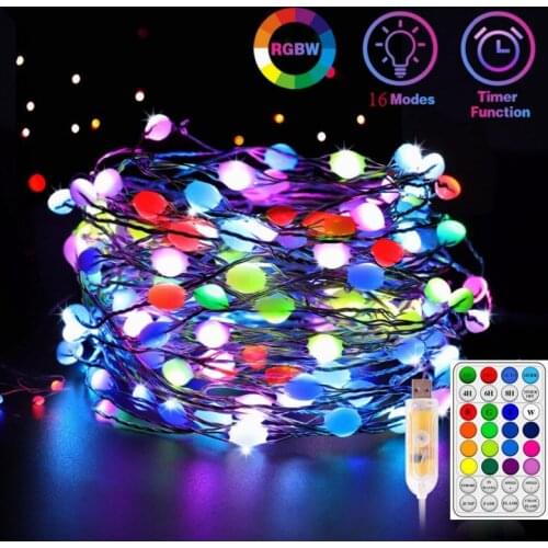 RGB Garland LED Fairy Lights For Wedding Decoration USB Plug 12 Modes Single Point Control String Lights Timing Christmas Light