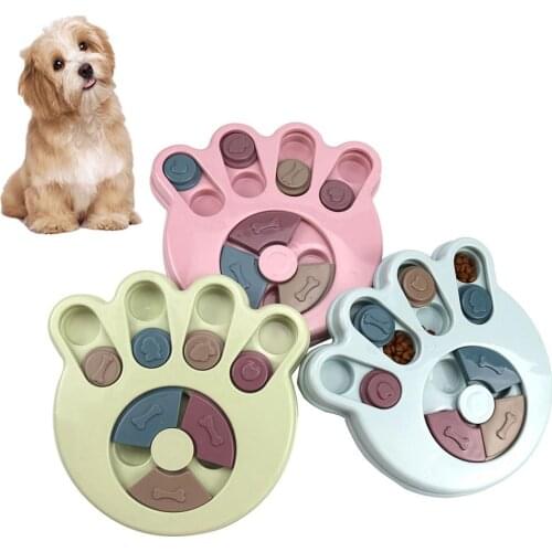 Pet Dog Puppy Hexagon Paw Round Feeder Feeding Training Interactive Puzzle Toy
