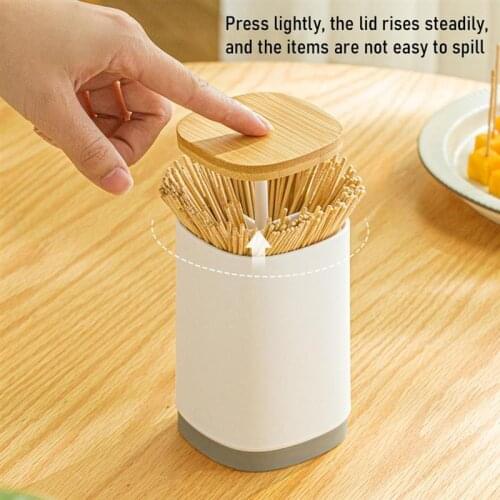 Creative Automatic Pop-Up Push-Type Toothpick Box Multi-Use Divided Cotton Swabs And Dental Floss Storage Toothpick Storage Box