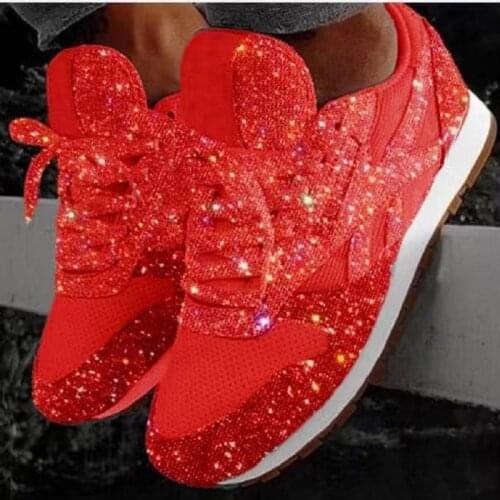 Plus Size 44 Women Casual Shoes luxury shoes Fashion Breathable Platform for Women black Breathable Mesh Glitter Sneakers 057 G