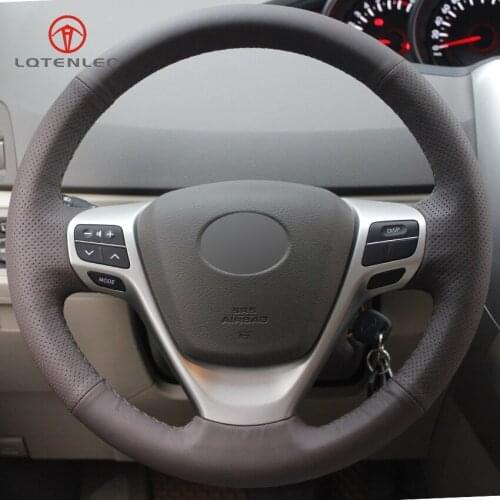 LQTENLEO Black Artificial Leather Hand-stitched Car Steering Wheel Cover for Toyota Verso EZ Avensis