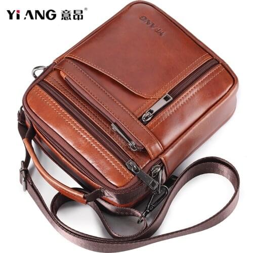 Hot New Real Leather Small Bag Mens Hand Bags Designer Brand Vintage Purse Shoulder Messenger Male Leather Crossbody Bag Casual