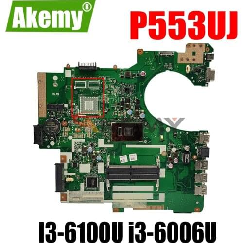 AKEMY P553UJ Laptop Motherboard For ASUS P553UA P553U PRO553UJ PRO553U Original Mainboard I3-6100U i3-6006U GM