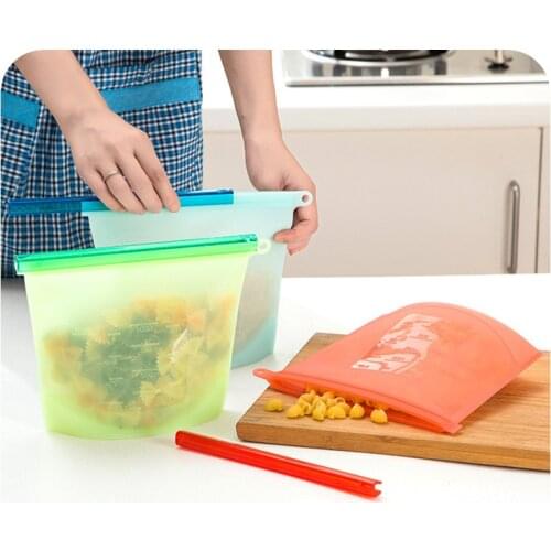 Reusable Silicone Vacuum Food Fresh Bags Wraps Fridge Food Storage Containers Refrigerator Bag Kitchen Colored Ziplock Bags