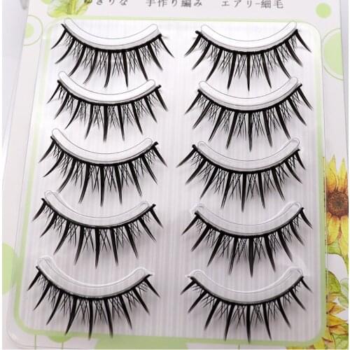 Natural Long Cosplay Makeup Cross Strip False Eyelashes Black Eye Lashes 5pair