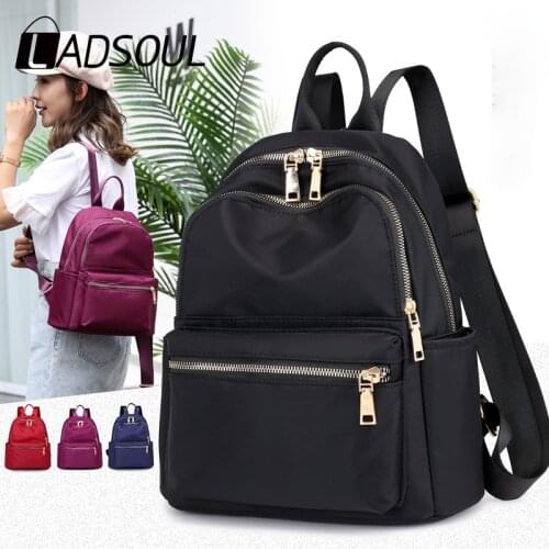 Ladsoul 2021 New Nylon Travel Shoulder Bag Soft School Bag Solid Color Bag For Teenage Girls Women Backpack Pack Purse