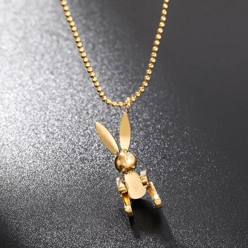 Trendy 316L Titanium Steel Rabbit Pendant Necklace Gold Color Animal Jewelry Woman Gift Never Fade