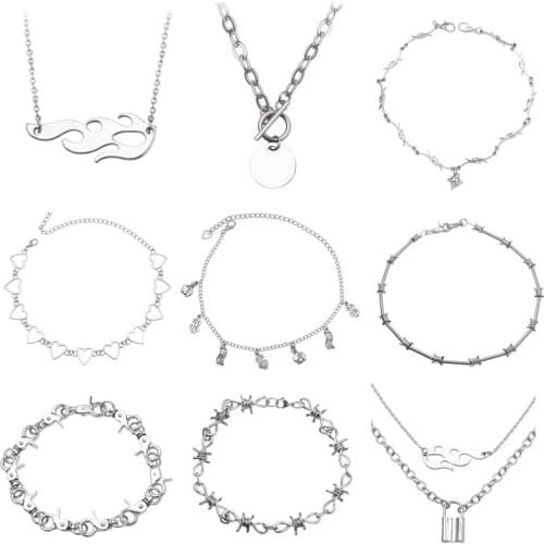 European and American Popular Hip-hop Flame Necklace Alloy O-Shaped Lock Necklace Trendy All-match Accessories Birthday Gift