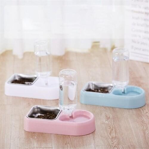 Pet Hanging Feeder Double Bowl Automatic Dog Drinker Can Hang Cage Water Bottles Cat Feeding Food Bowls Puppy Drinking Container