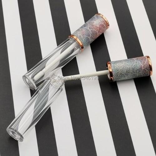 Empty Clear Tube 10 Pieces 6ml Lip Gloss Tube With Wand Cosmetic Container Packaging Rainbow Color Cap