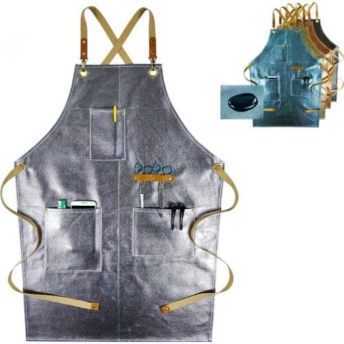 Work Apron Waterproof Antifouling Non-stick Hair Barber Baking Florist Aprons With Tool Pockets For Men Women Custom Logo