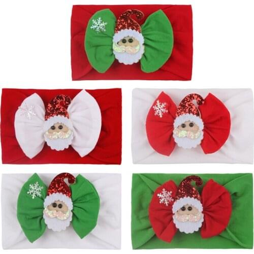 Christmas Headband Cute Bowknot Baby Hair Bands Childrens Seamless Super Soft Nylon Headband For Baby Girl Accessories Gift