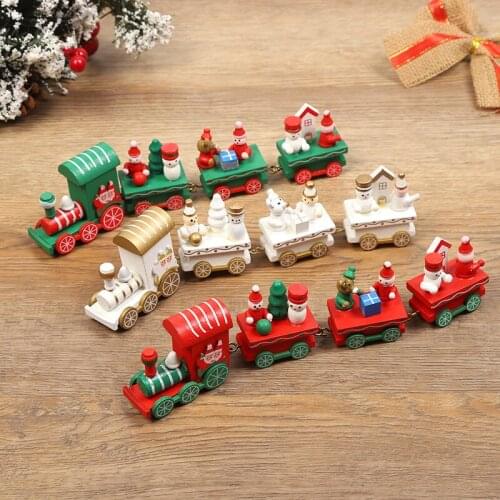 Christmas Decorations Christmas Wooden Train Decorations for Home Gifts Window Wooden Crafts 2022 New Year Xmas Decor