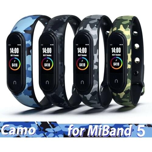 Silicone Bracelet for Xiaomi Mi Band 5 Strap Camouflage Wristband Replacement Sport Silicone Watch Miband 5 4 Strap Wrist