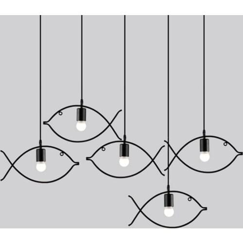 Modern Fish Pendant Lights Bar Dining Room Kitchen Hanging Lamp Loft Industrial Decor Home Light Fixtures Suspension Luminaire