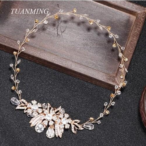 Bridal Crystal Hairband Rhinestone Flower Bride Headbands Wedding Head Jewelry Women Crystal Headband Tiara Hair Ornaments