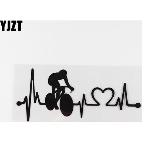 YJZT 16.6CMX7.1CM Bicycle Cycling Heartbeat Lifeline Vinyl Car Sticker Black/Silver 8A-0841