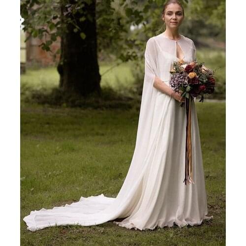 White Wedding Bridal Chiffon Long Cape Dinner Party Formal Lady Cloak Prom Women Shawl Soft Elegant Bolero custom szie