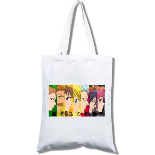 Womens Short Sleeve Tote Bag Elegant Canvas Female Tote Bag Nanatsu Design No Taizai Meliodas