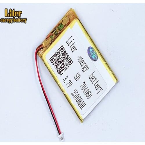 1.0MM 2pin connector 704060 3.7V 2500mAh e-books GPS PDA power bank Li-polymer battery Li-po battery