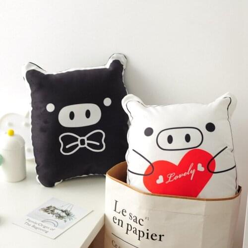 1pc 35x40cm Cute Pig Plush Toys Soft Stuffed Animals Black and white Piggy Plush Dolls Pillow Cushion for Children Girls Gifts