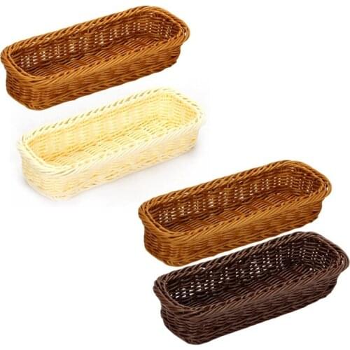 2 Pcs Square Rattan Bread Basket,for Fruit/Food/Fork Spoon Knife Storage,for Restaurant Wedding Table Decoration