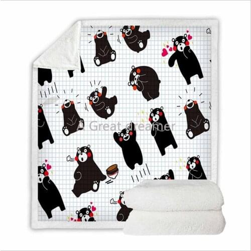 3d Cartoon Kumamoto Bear Sherpa Blanket Bedspread Cashmere Soft Home Camping Aircraft Blanket Custom Blanket Dropshipping