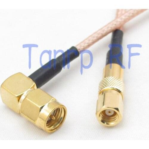 6in SMC male plug to SMA male plug right angle RF adapter connector 15CM Pigtail coaxial jumper extension cord cable RG316