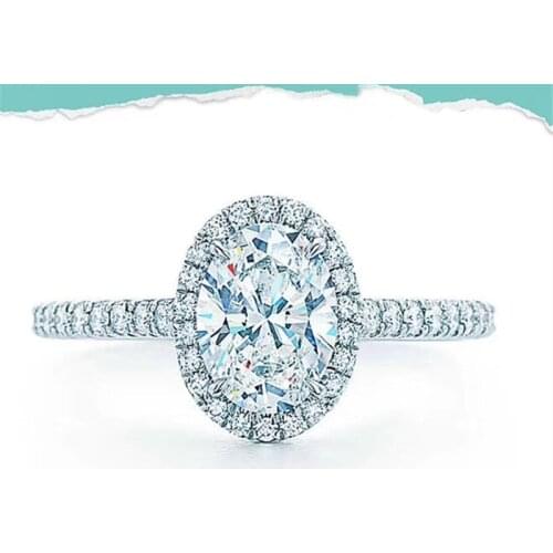 925 Sterling Silver Women Wedding Rings 3 Carat egg Lab Grown Diamond Ring