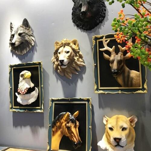 American Simulation Animal Head Mural Lion Head Wall Hanging Resin Statue Suitable For Living Room Bedroom Office Bar Decoration