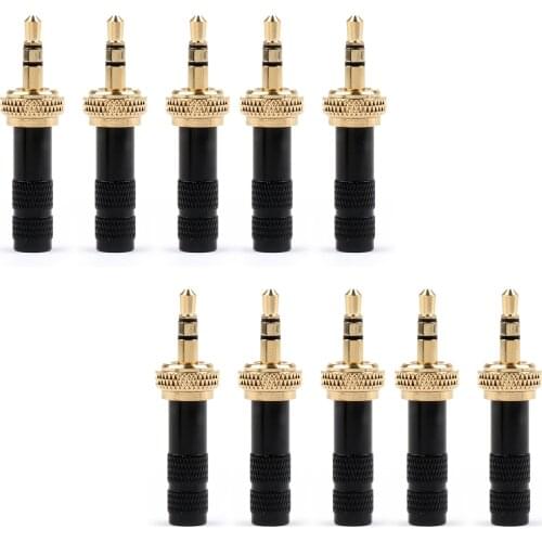 Artudatech 4Pcs/10Pcs Mini 3.5mm Screw Lock Stereo Jack Plug Gold Plated For Sennheiser Eurasian Black Connector Parts