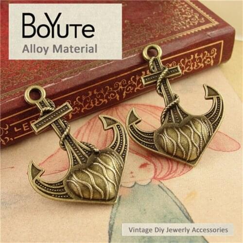 BoYuTe (20 Pieces /lot) 29*39MM Antique Bronze Silver Plated Zinc Alloy Anchor Pendant Charms Diy Jewelry Making Accessories