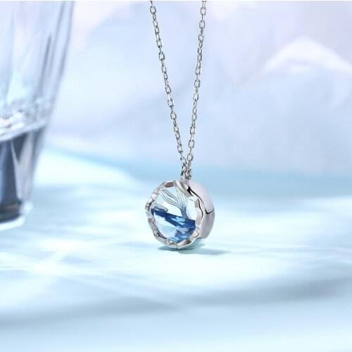 Fashion Silver Color Mermaid Tears Necklace Marine Pendant Simple Girl Accessories Wedding Fine Jewelry Choker Chain for Women