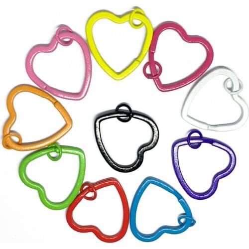 Heart shape colorful Metal Key Holder Split Rings Unisex Keyring Keychain Keyfob Accessories Keychain Making Diy Accessories