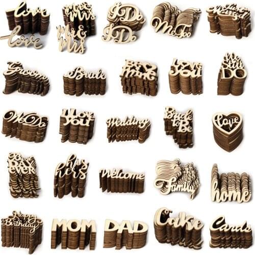 15Pcs Wooden Letter Home Wedding Decoration Personalised Alphabet Wood Slices For Happy Birthday Party Table Decor DIY Crafts