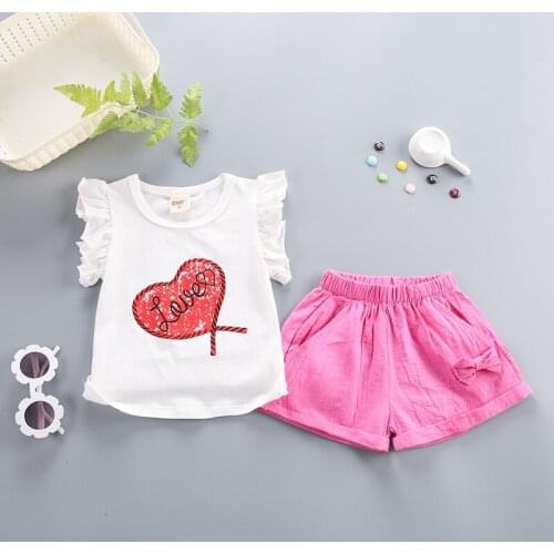 Girls summer clothes sets 2020 children fashion cotoon letter sleeveless tees+solid color shorts 2pcs for girls tracksuit suits