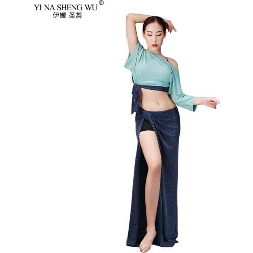 Belly Dance Practice Costume Sexy Top Long Skirt 2 Pieces Set Performance Oriental Indian Dancer Beginners Training Wear Women