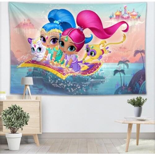 Shimmer Shine Tapestry Wall Hanging Decor Home Birthday Party Decorations Fabric Tapestries Camping Tent Travel Sleeping Pad