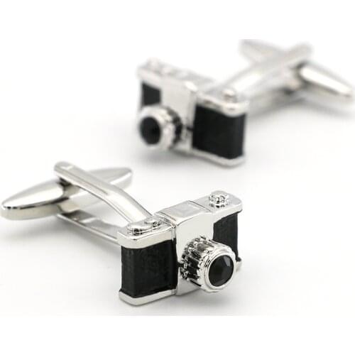 Fashion Mens Camera Cuff Links Copper Material Black & White Color Option