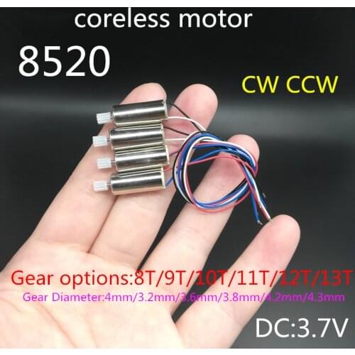 8520 Coreless Motor 3.7V High Speed Quadcopter Motor 8.5*20mm R/C Aircraft Drone Shaft Dia 1mm 8T 9T 10T 11T 12T 13T