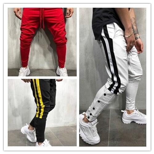 Mens Causal Sweatpants Striped Skinny Pencil Pants Gyms Joggers Sportswear Trousers Streetwear Trackpants men pantalon hombre