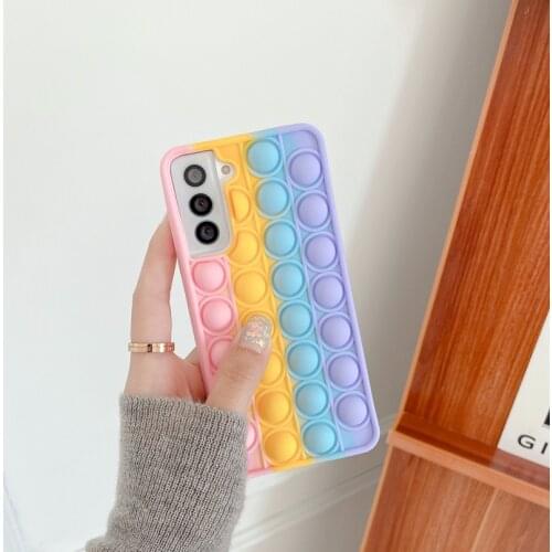 Rainbow Color Case For Samsung S21 Ultra Plus S20 Ultra S10 Plus S9 Plus Note 20 Ultra Note 10 Fidget Toys Soft Reliver Cover