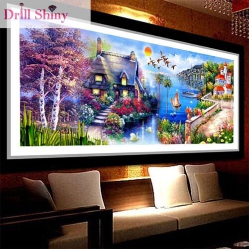 New 5d diamond oil painting Beautiful Dream Castle House full round rhinestone cross stitch for home decration embroidery kits