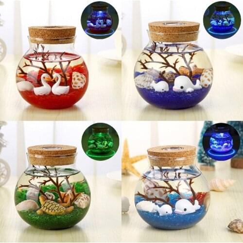 Novel and Strange Toy DIY Noctilucent Ecology Bottle Micro Landscape Bottle Remote Controlled Seven-color Lantern Undersea World